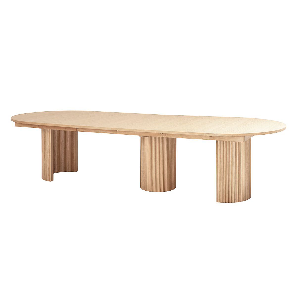 Noor rundt spisebord ø150 (450) med 6 tilleggsplater (hvitvasket eik)