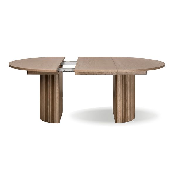 Hovedbilde Noor rundt spisebord ø120 (270) med 3 tilleggsplater (gråoljet eik)