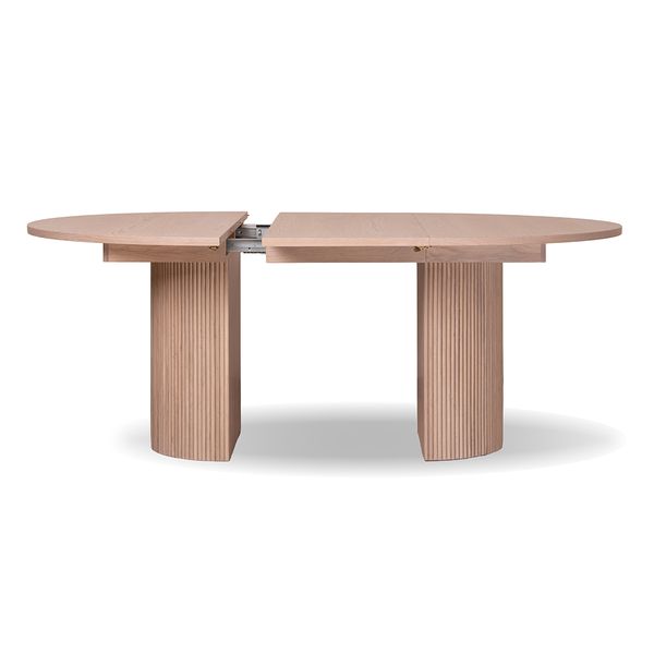 Hovedbilde Noor rundt spisebord ø135 (285) med 3 tilleggsplater (hvitvasket eik)